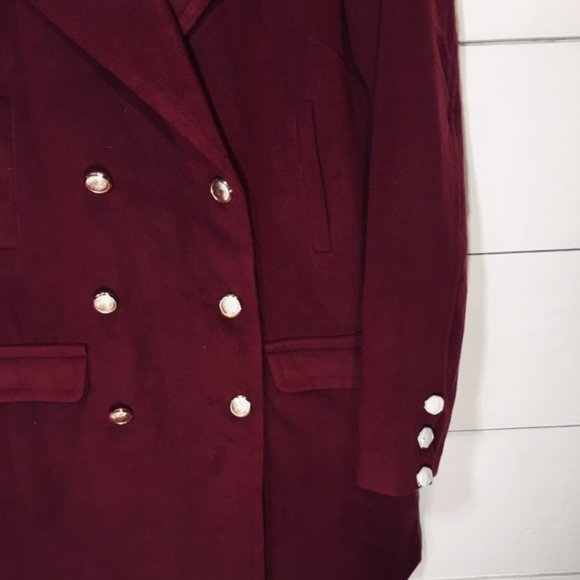 JUSTFAB Maroon Oxblood Naval Peacoat Pea Coat NWT - Picture 4 of 8